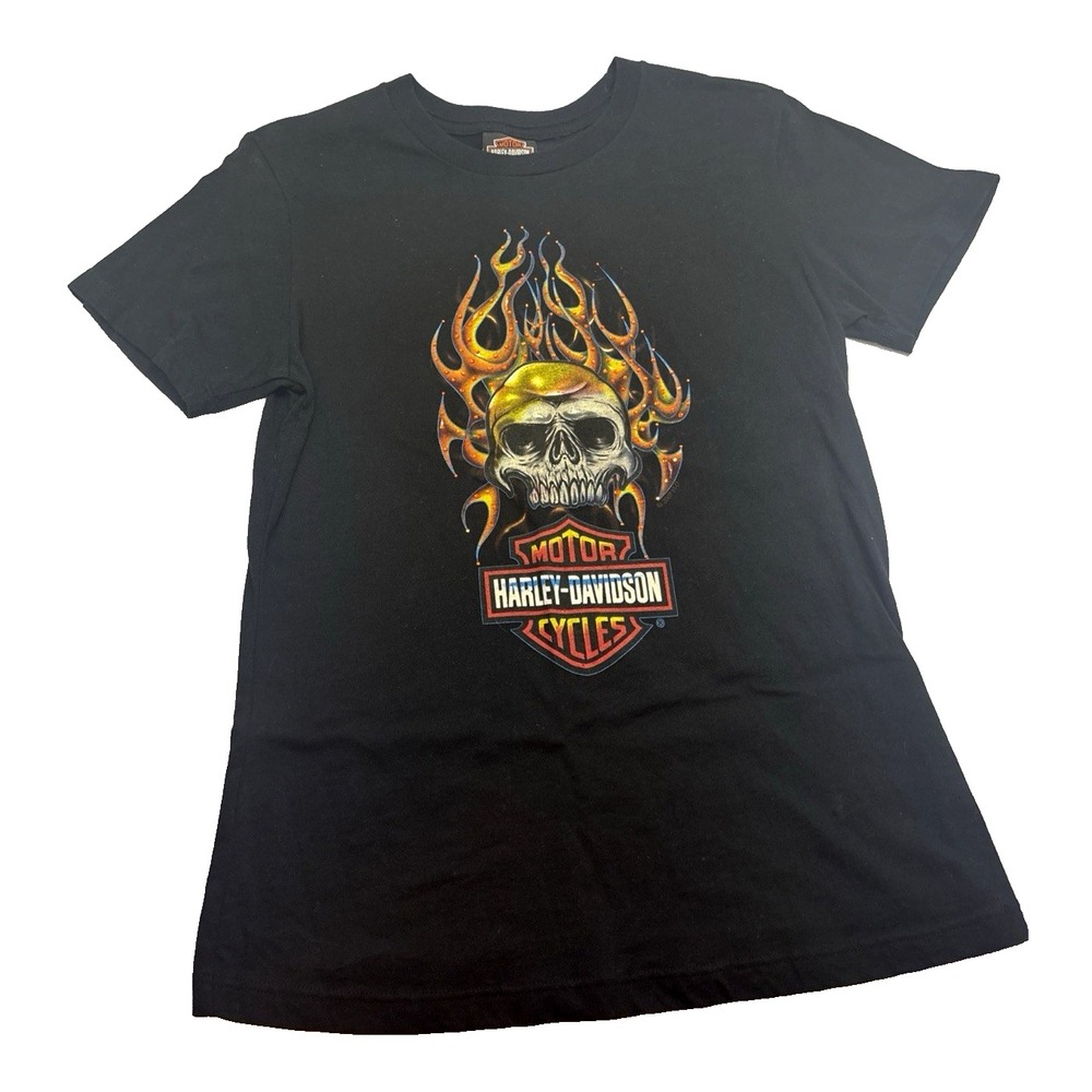 Harley Davidson T-shirt Women Small Short Sleeve Black Skull West Palm Beach FL
